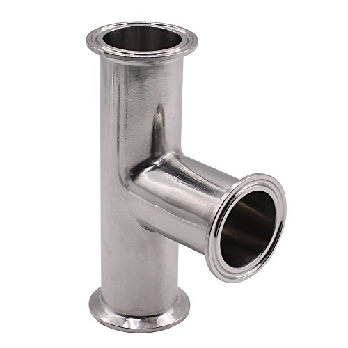 DERNORD Clamp Tee 3 Way Stainless Steel 304 Sanitary Fitting Fits 1.5' Tri-clamp, 38mm Pipe OD