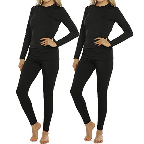 Womens Thermal Underwear Set Long Johns with Fleece Lined Ultra Soft Top & Bottom Base Layer Thermals for Women