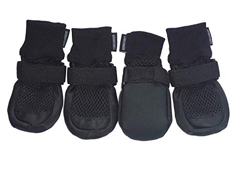 LONSUNEER Paw Protector Dog Boots Set of 4 Breathable and Protect Paws Soft Nonslip Soles Black Color Size Small