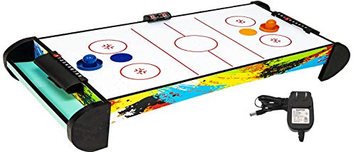 Air Hockey Table Compact-Size Air Hockey Tables with Air Hockey Accessories Plug-in Powered Air Hockey Set  2 Pucks+2 Paddles+Led Score Board+Electric Motor Fan+Blowers  for Game Room  Kids Adults