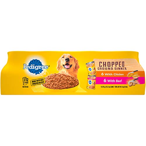 PEDIGREE Chopped Ground Dinner With Beef & With Chicken Adult Canned Wet Dog Food Variety Pack, (12) 13.2 oz. Cans