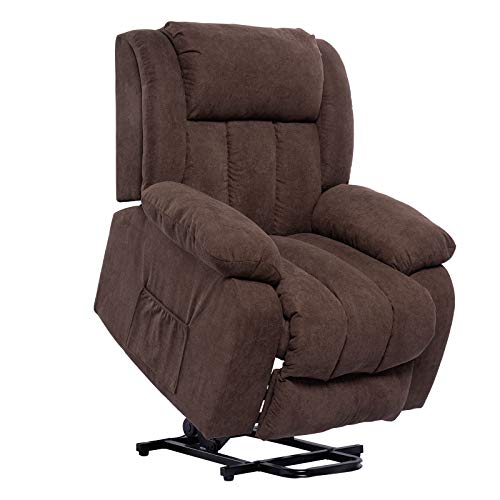 Polar Aurora Lift Massage Recliner Chair for Elderly Heated Fabric Rocker Recliner Ergonomic Lounge Vibratory Massage Function/Heating/Remote Control for Living Room(Brown)