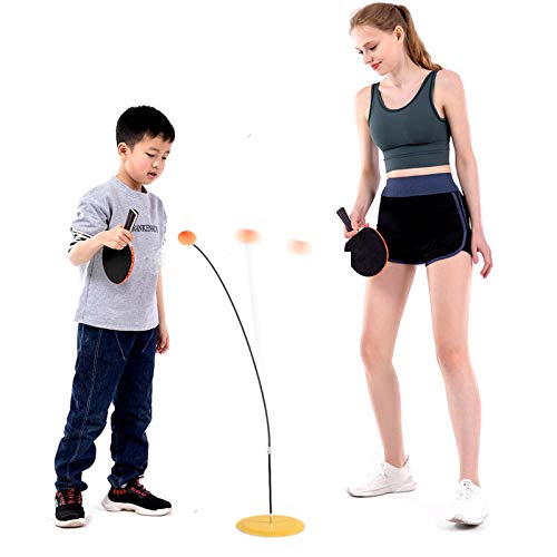 Table Tennis Trainer Elastic Shaft,Portable Table Tennis with Elastic Soft Shaft Leisure Decompression Sports for Adults and Kids Indoor Outdoor Play （2 pcs Paddle +3 pcs Ball）
