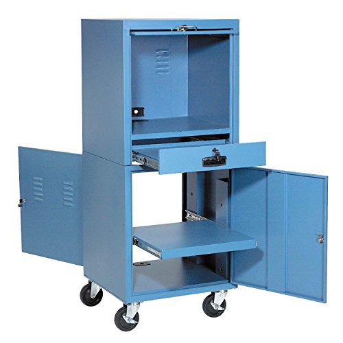 Global Industrial Mobile Security Computer Cabinet, Blue, 24-1/2'W x 22-1/2'D x 60-3/8'H