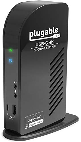 Plugable USB-C 4K Triple Display Docking Station with Charging Support for Specific Windows USB C and Thunderbolt 3 Systems (1x HDMI and 2X DisplayPort++ Outputs, 5X USB Ports, 60W USB PD)