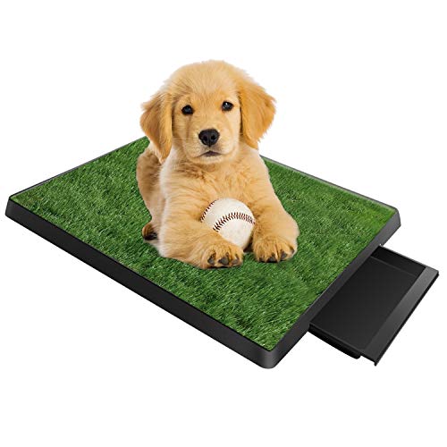 TeqHome Dog Grass Pad with Tray, Fake Grass for Dogs Potty, Artificial Grass for Dog Pee Indoor/Outdoor, Puppy Potty Training Grass for Medium and Small Dogs Pets