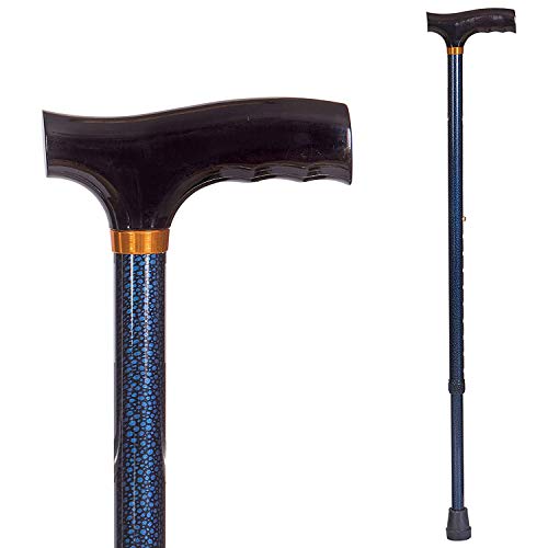 DMI Lightweight Aluminum Adjustable Walking Cane with Derby-Top Handle for Men and Women, Blue Ice