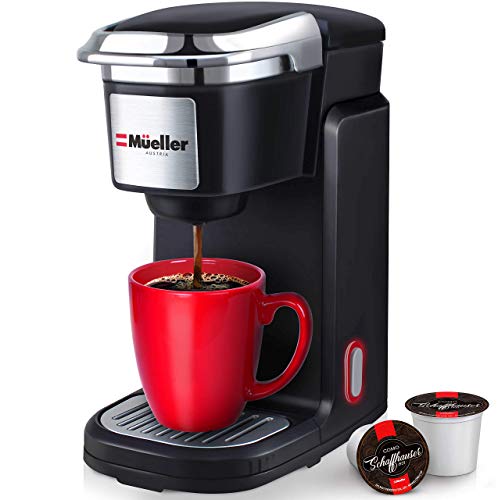 Mueller Ultimate Brewmaster Single Serve Coffee Maker, Personal Coffee Brewer Machine for Single Cup Pods & Reusable Filter, 10oz Water Tank, Quick Brewing, One Touch Operation, Compact Size, for Home, Office, RV