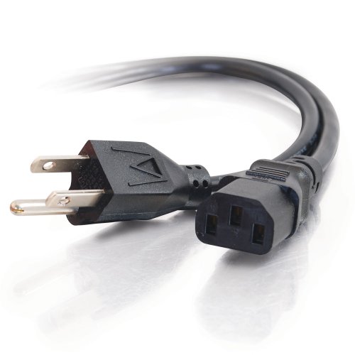 C2G Replacement Power Cable For Computers, TVs, Monitors, & More - 10' Black Universal Cord Works With Any 3 Pin AC Power Connection - 18 Gauge Wire (03134)