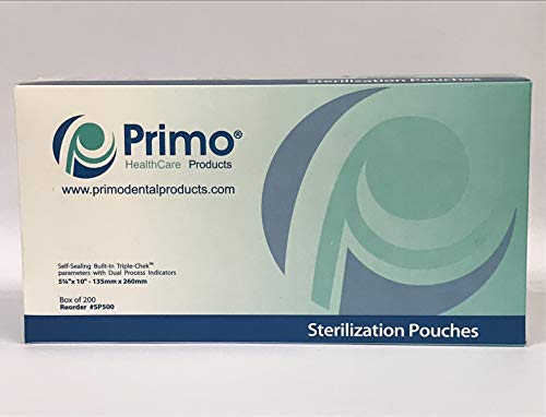 Primo Dental Products SP500 Self Seal Sterilization Pouches, 5.25' x 10' (Pack of 200)