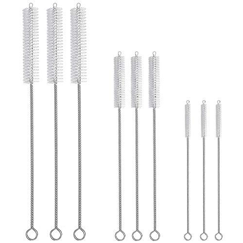 HIWARE Drinking Straw Cleaner Brush Kit - (3-Size) 9-Piece Extra Long Pipe Cleaners, Straw Cleaning Brush for Tumbler, Sippy Cup, Bottle and Tube