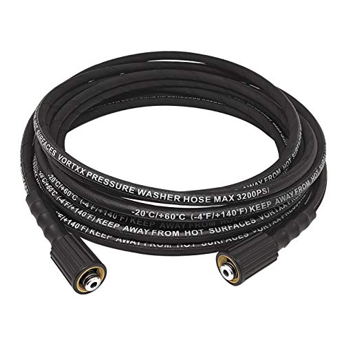 Vortxx Heavy Duty 1/4' x 30' Universal Pressure Washer Hose | 3200 PSI | Steel Braided | M22-14 | Kink Resistant | Double O-Ring