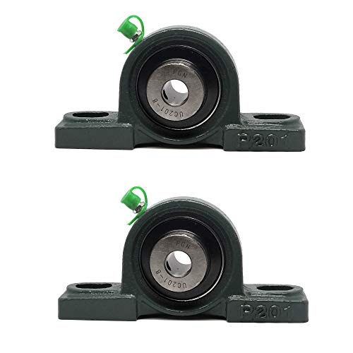 PGN - UCP201-8 Pillow Block Mounted Ball Bearing - 1/2' Bore - Solid Cast Iron Base - Self Aligning (2 Pack)