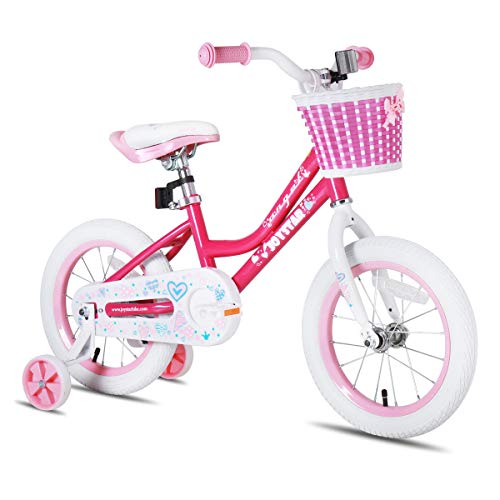 JOYSTAR 14 Inch Kids Bike for Girls with Training Wheels & Basket for 3 4 5 6 Years Kids, Child Bicycle with Basket, Children Cycling, Pink
