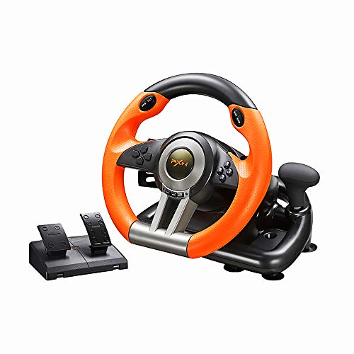 PC Racing Wheel, PXN V3II 180 Degree Universal Usb Car Sim Race Steering Wheel with Pedals for PS3, PS4, Xbox One,Nintendo Switch (Orange)…
