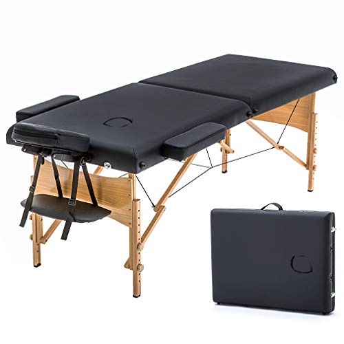 Massage Table Portable Massage Bed Spa Bed 73 Inches Long 28 Inchs Wide Hight Adjustable Massage Table 2 Folding Massage Bed Spa Bed Facial Cradle Salon Bed W/Carry Case