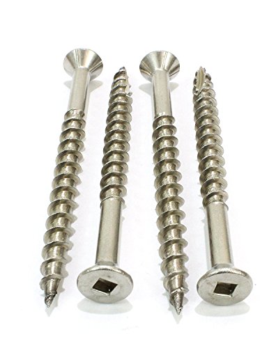 #10 x 2-1/2' Stainless Deck Screws, (100 Pack), Square Drive, Type 17 Wood Cutting Point, by Bolt Dropper, 18-8 (305) Stainless Steel, Hidden Fasteners