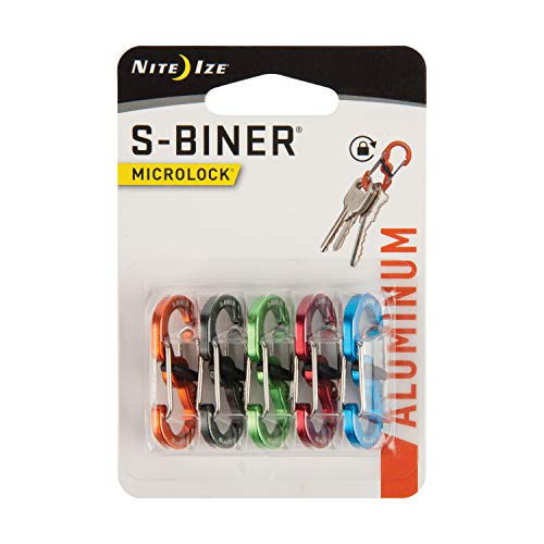 Nite Ize S-Biner MicroLock, Locking Key Holder, 5-Pack, Assorted Colors, Aluminum