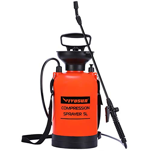 VIVOSUN 1.3 Gallon Lawn and Garden Pump Pressure Sprayer with Pressure Relief Valve, Adjustable Shoulder Strap