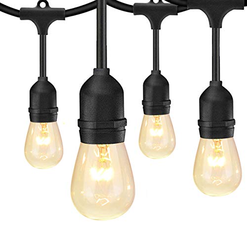 SUNTHIN 48FT Outdoor String Lights with 11W Dimmable Edison Bulbs for Decorative Backyard, Patio, Bistro, Pergola Commercial Hanging Lights String