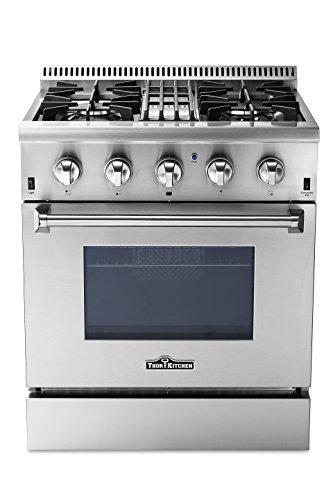 Thorkitchen HRD3088U 30' Freestanding Professional Style Dual Fuel Range with 4.2 cu. ft. Oven, 4 Burners, Convection Fan, Stainless Steel