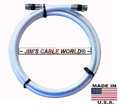 JIM'S CABLE WORLD (12' Foot) White Digital HD Quality 75 Ohm RG~6 Tri-Shield Coaxial (Coax) Cable Hand Crafted and Made in The USA
