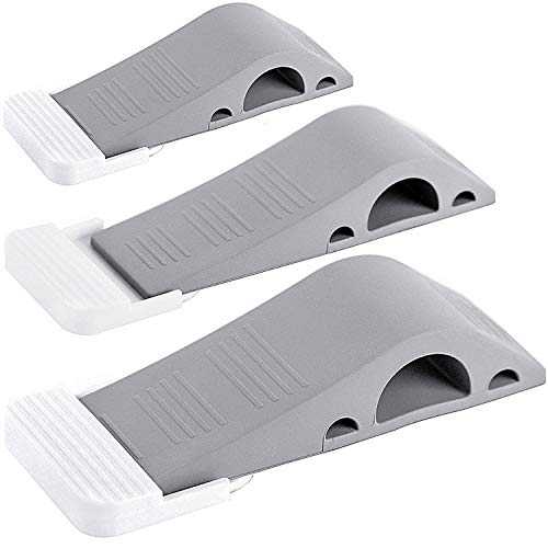 Wundermax Door Stopper Rubber Door Stop Wedge Security Door Stops With Door Holder Rubber Door Stoppers Works On All Floor Types and Carpet Heavy Duty Door Jam (3 Pack Gray)