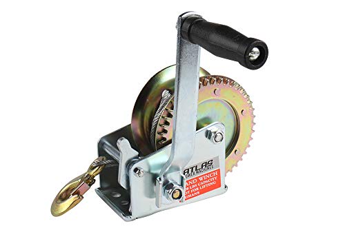 Atlas Power Machines Hand Winch with Steel Cable Pulling Capacity (1200 lb Capacity)