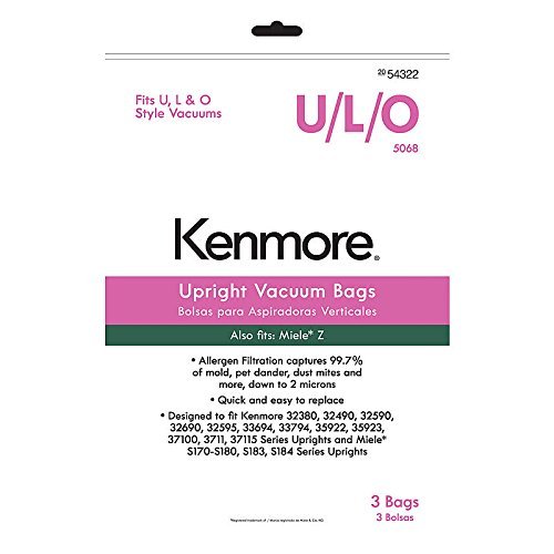 Kenmore 54322 3 Pack Style U/L/O Upright Vacuum Bags