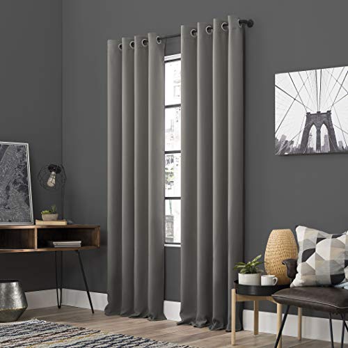 Sun Zero Soho 2-Pack Energy Efficient Blackout Grommet Curtain Panel Pair, 54' x 96', Gray