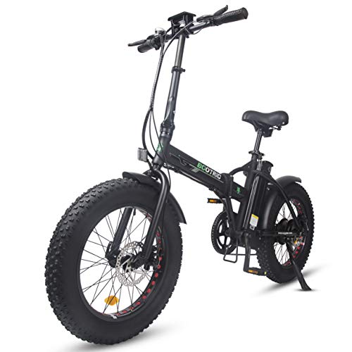 ECOTRIC Powerful Foldable Fat Tire Bike 48V 13AH Li-ion Battery 500W Motor 20' 4.0 inch Fat Tire Aluminum Frame Electric Mountain Beach Snow Electric Ebike Bicycle