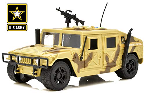 US Army Friction Powered Military Truck for Boys, Patrol Tank Toy Car with Door and Trunk Action for Kids Girls and Toddlers