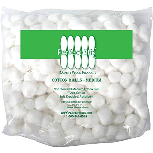 Perfect Stix Cotton Balls M Cotton Balls, Pack of 500ct, Plain