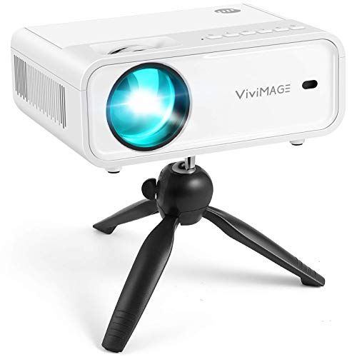 VIVIMAGE Explore 2 Mini WiFi Projector, 5000 Lux 1080P Supported Projector, 40,000 Hours Lamp Life with Synchronize Smartphone Screen, Compatible with TV Stick, HDMI, TV Box, PS4, Include Tripod