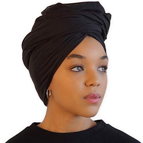 Head Wrap Scarf for Women - African Hair Wraps & Stretch Jersey - Long, Soft & Breathable Turban Tie Urban Headwrap