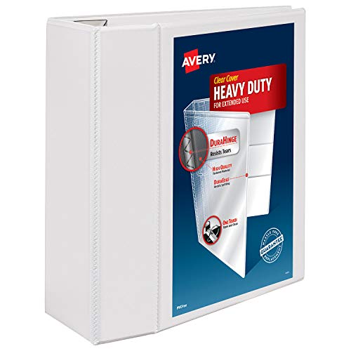 Avery Heavy Duty View 3 Ring Binder, 5' One Touch EZD Ring, Holds 8.5' x 11' Paper, 1 White Binder (79106)