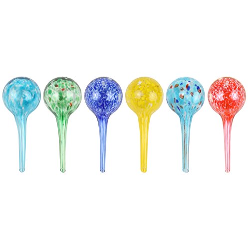 Miles Kimball Set of 6 Small Multicolored Glass Plant Watering Globes - Each Measures 6' L x 2.5' D