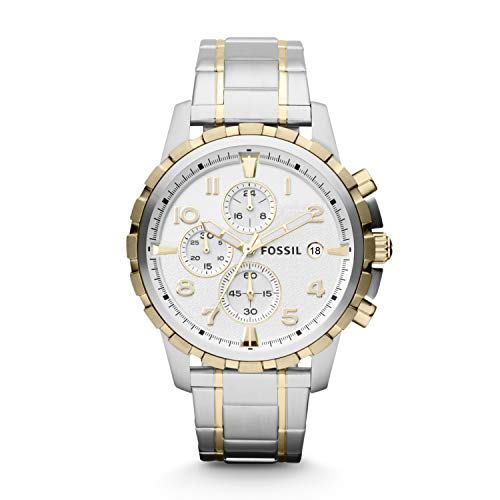 Fossil Men's Dean Quartz Stainless Chronograph Watch, Color: 2T Silver/Gold (Model: FS4795IE)