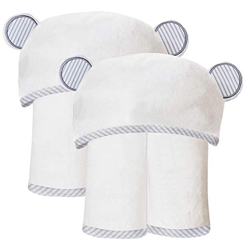 2 Pack Durable Large Bamboo Baby Bath Towel - Ultra Absorbent - Ultra Soft Organic Hypoallergenic Hooded Towels for Toddler,Infant - Newborn Essential - Baby Registry Gifts for Boy Girl - 35 x 35 inch