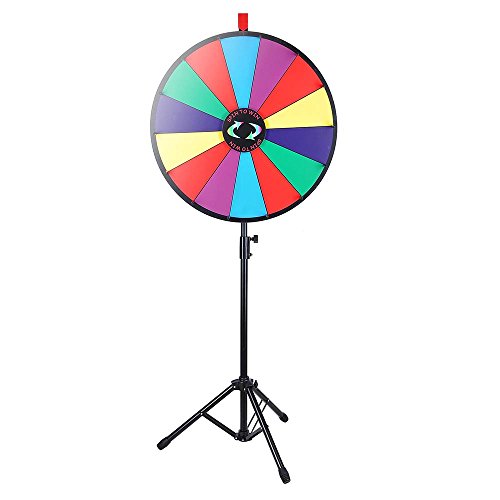 WinSpin 24' Color Prize Wheel Fortune w Folding Tripod Floor Stand Carnival Spinnig Game