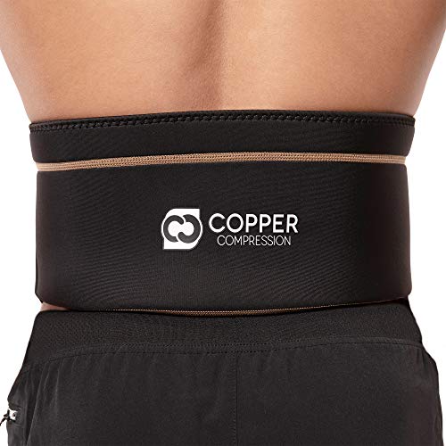 Copper Compression Recovery Back Brace - Highest Copper Content Back Braces for Lower Back Pain Relief. Lumbar Waist Support Belt Fit for Men + Women. Small/Medium (Waist 28' - 39')