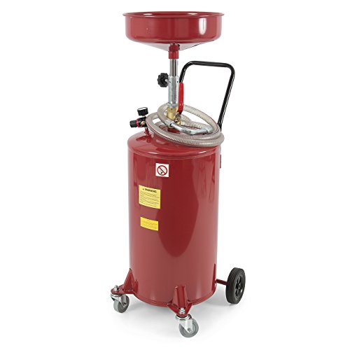 ARKSEN 20 Gallon Portable Waste Oil Drain Tank Air Operated Drainage Adjustable Funnel Height w/Wheel, Red