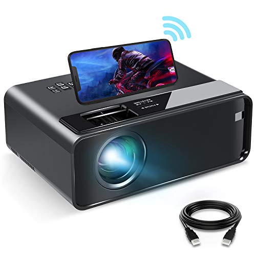 Mini Projector for iPhone, ELEPHAS 2020 WiFi Movie Projector with Synchronize Smartphone Screen, 1080P HD Portable Projector with 4600 Lux and 200' Screen, Compatible with Android/iOS/HDMI/USB/SD/VGA