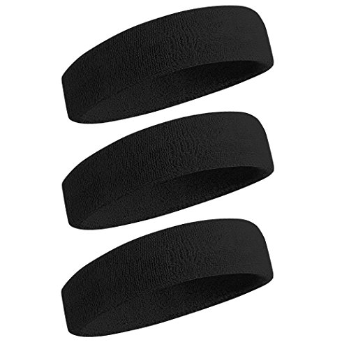 BEACE Sweatbands Sports Headband/Wristband for Men & Women - 3PCS / 6PCS Moisture Wicking Athletic Cotton Terry Cloth Sweatband for Tennis, Basketball, Running, Gym, Working Out