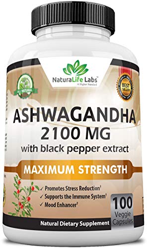 Organic Ashwagandha 2,100 mg - 100 Vegan Capsules Pure Organic Ashwagandha Powder and Root Extract - Natural Anxiety Relief, Mood Enhancer, Immune & Thyroid Support, Anti Anxiety