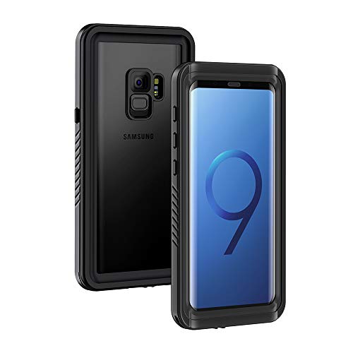 Lanhiem Galaxy S9 Case, IP68 Waterproof Dustproof Shockproof Case with Built-in Screen Protector, Full Body Sealed Underwater Protective Cover for Samsung Galaxy S9 (Black)