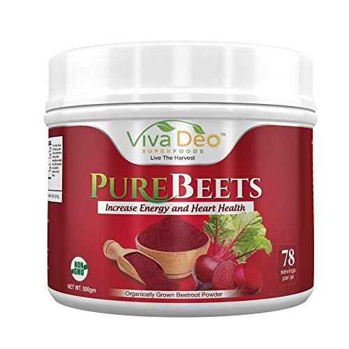 PureBeets | 100% Organic Pure Beet Root Powder | Best Value Beetroot Nitric Oxide Supplement | Beets Support Faster Recovery & Total Body Health - Viva Deo (17.5 oz, 78 Servings)