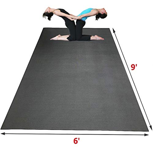 SISYAMA Extra Large Workout Mat 9' x 6' x 5mm Group Partner Aerial Yoga Mat Dance Barefoot Training Living Room Home Gym Flooring