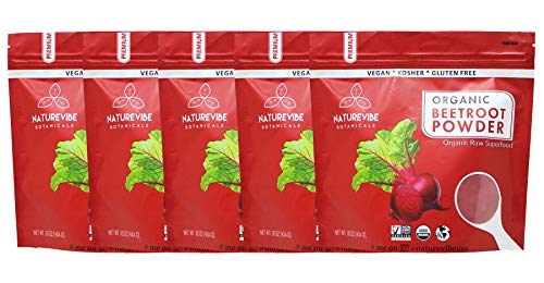 Organic Beet Root Powder (5 lbs - 5 Pack of 1 Pound Each), Raw & Non-GMO | Nitric Oxide Booster | Boost Stamina and Increases Energy
