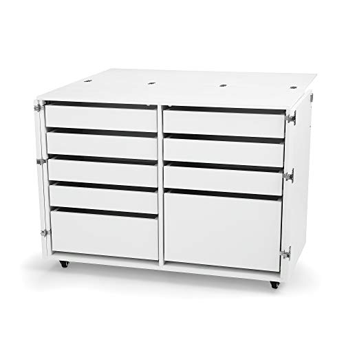 Arrow K7911 Dingo II Kangaroo 9 Drawer Storage Cabinet for Sewing and Crafts, Portable with Wheels, White Ash Finish